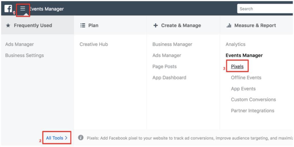 creation of Facebook Pixel