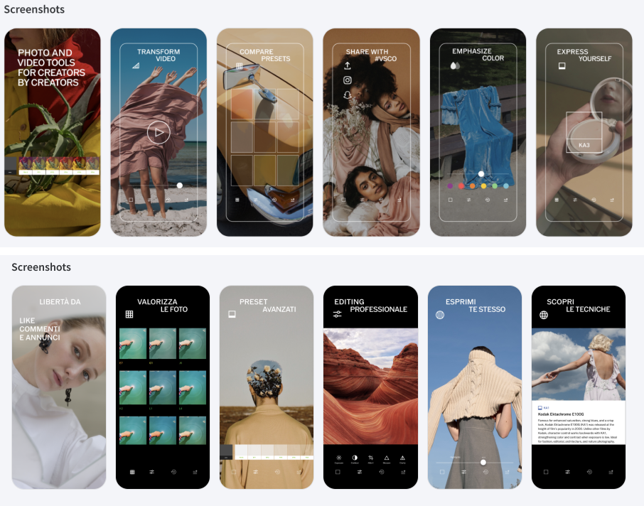 A comparison of product pages for the same app for Brazil and USA