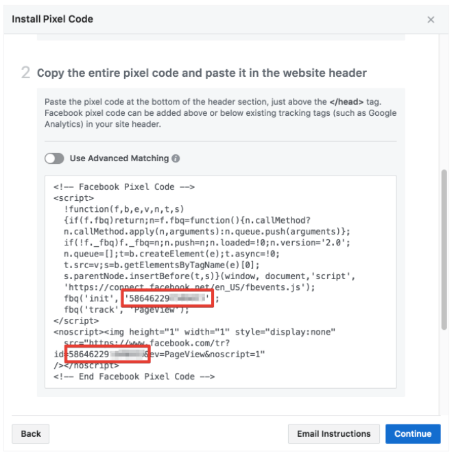 Facebook pixel id