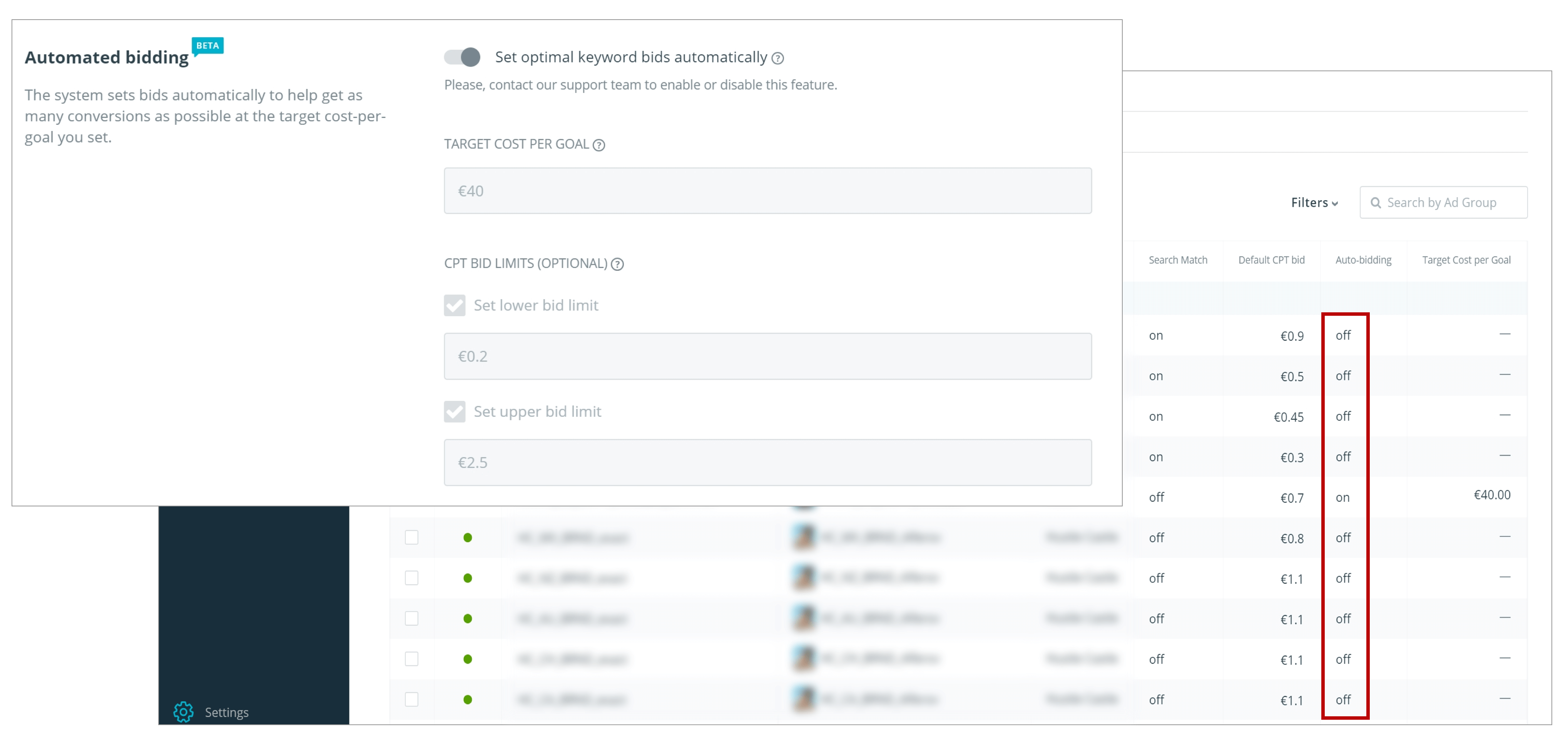 SearchAdsHQ AI-based automated bidding