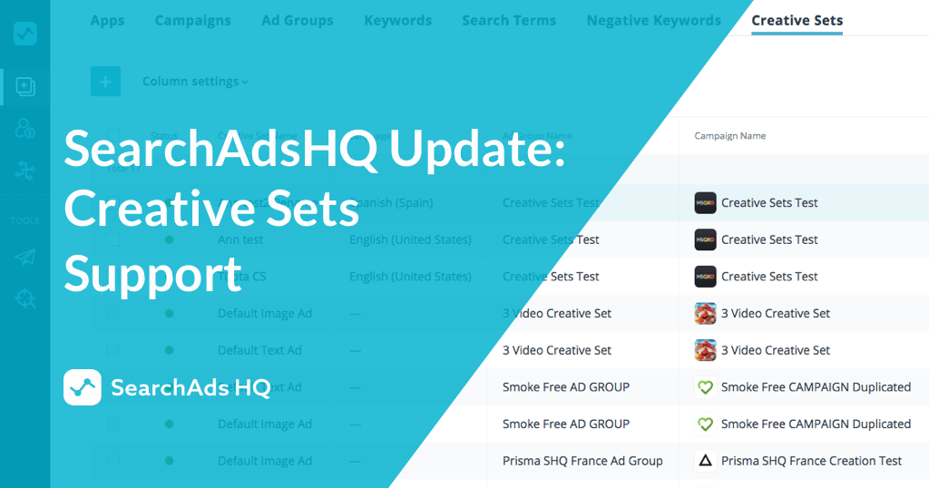 SearchAdsHQ supports Apple Creative Sets