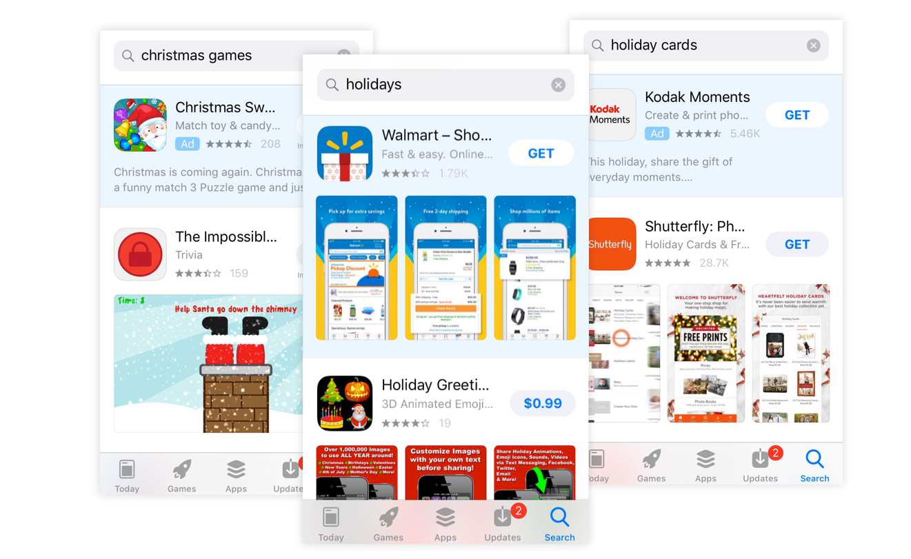 holiday search queries on the App Store