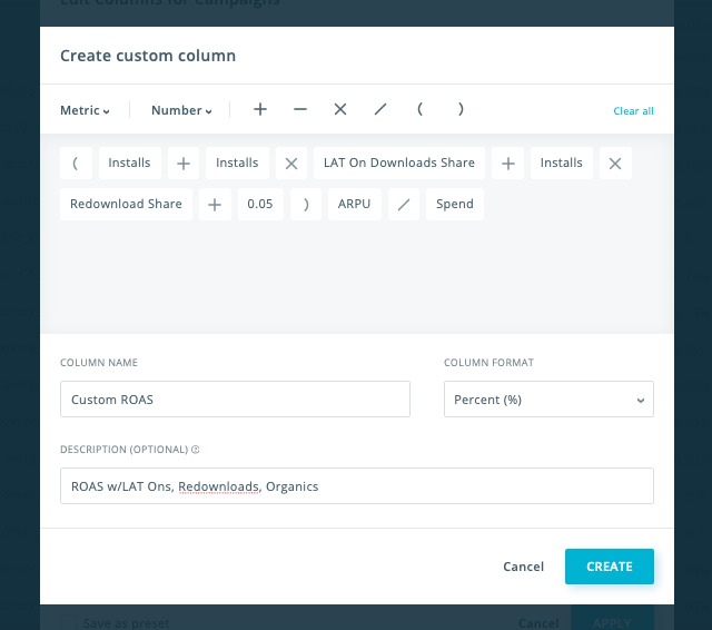 Custom ROAS formula: Apple Search Ads optimization