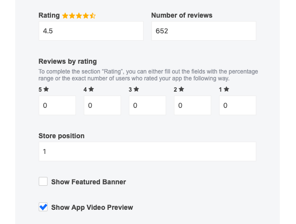 setting app reviews
