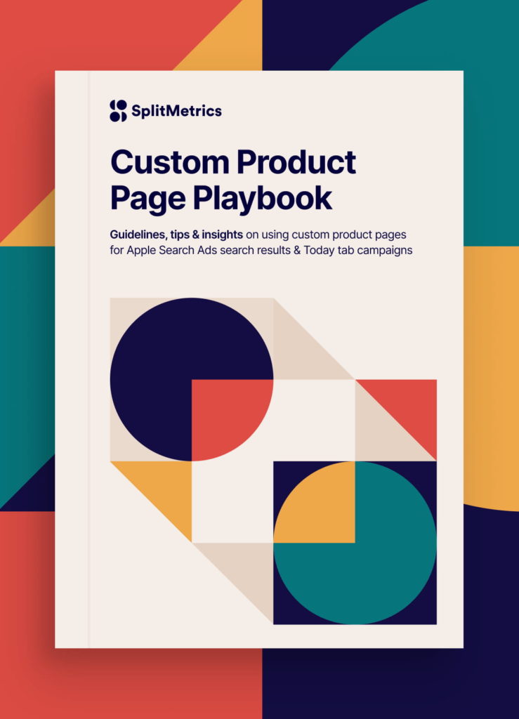 Custom Product Page Playbook, a cover of a report by SplitMetrics