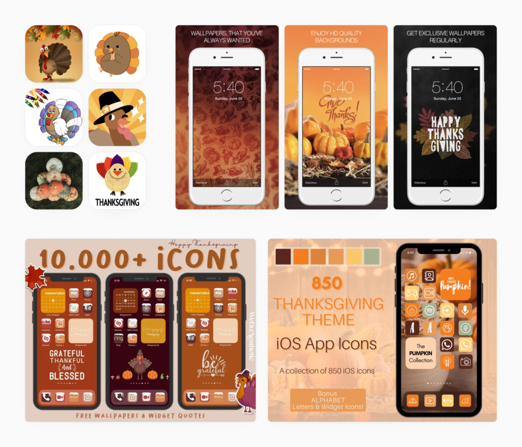 Thanksgiving day A variety of promotional banners for in-app events created for Valentine’s Day. Source: App Store.