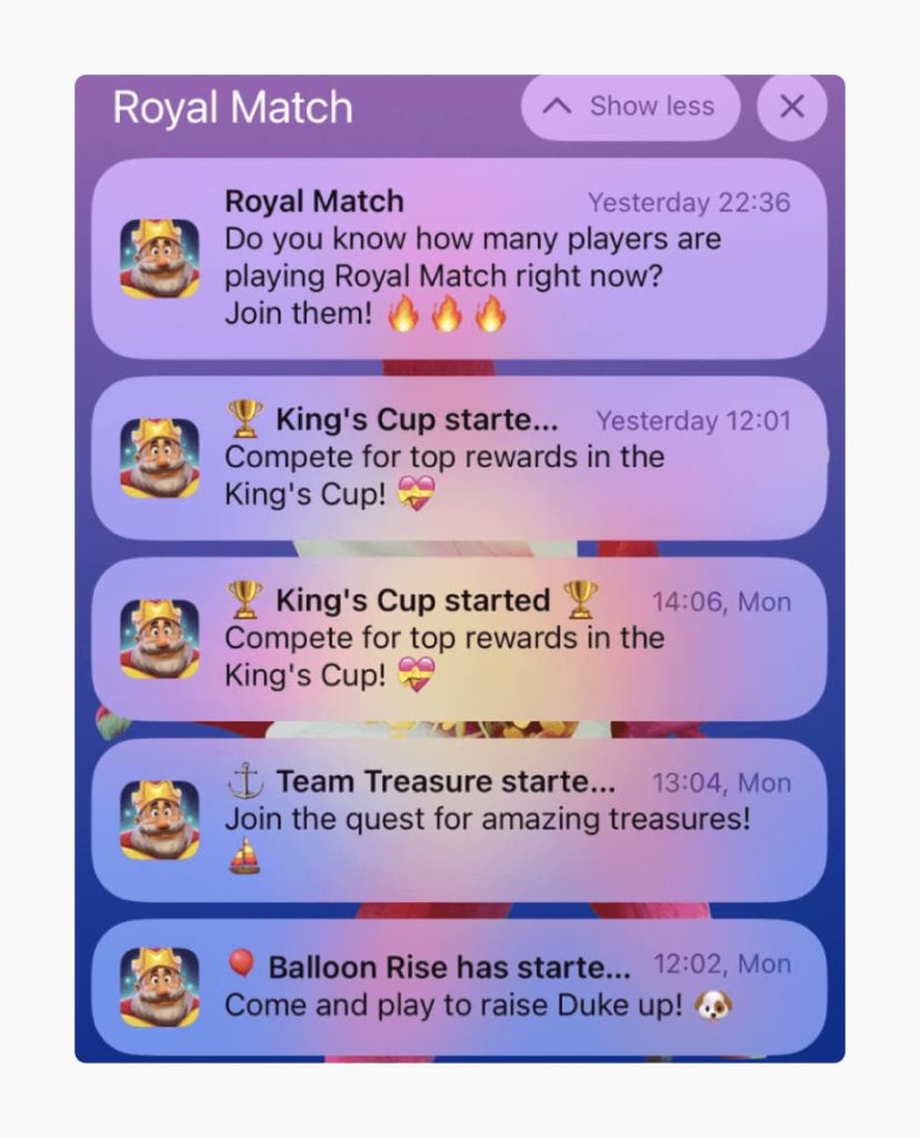 Royal Match’s push notifications strategy is quite intense!