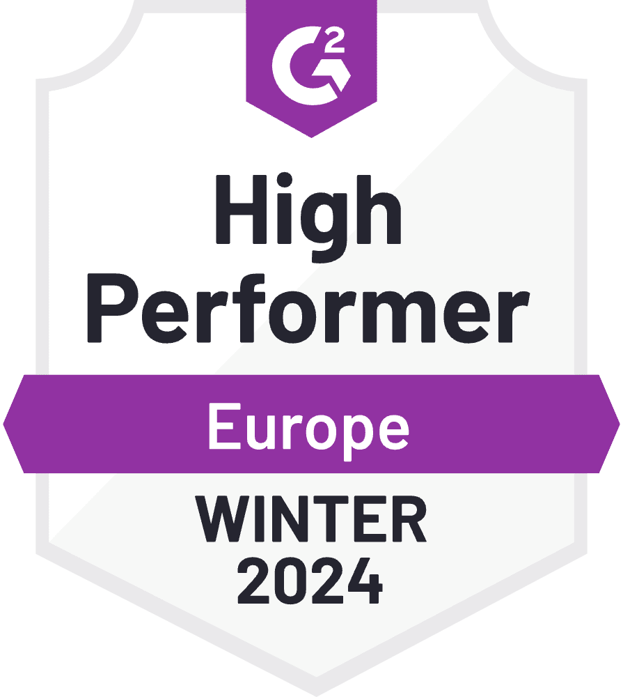 SplitMetrics Acquire is a High Performer, G2 ranking Europe Winter 2024, official badge