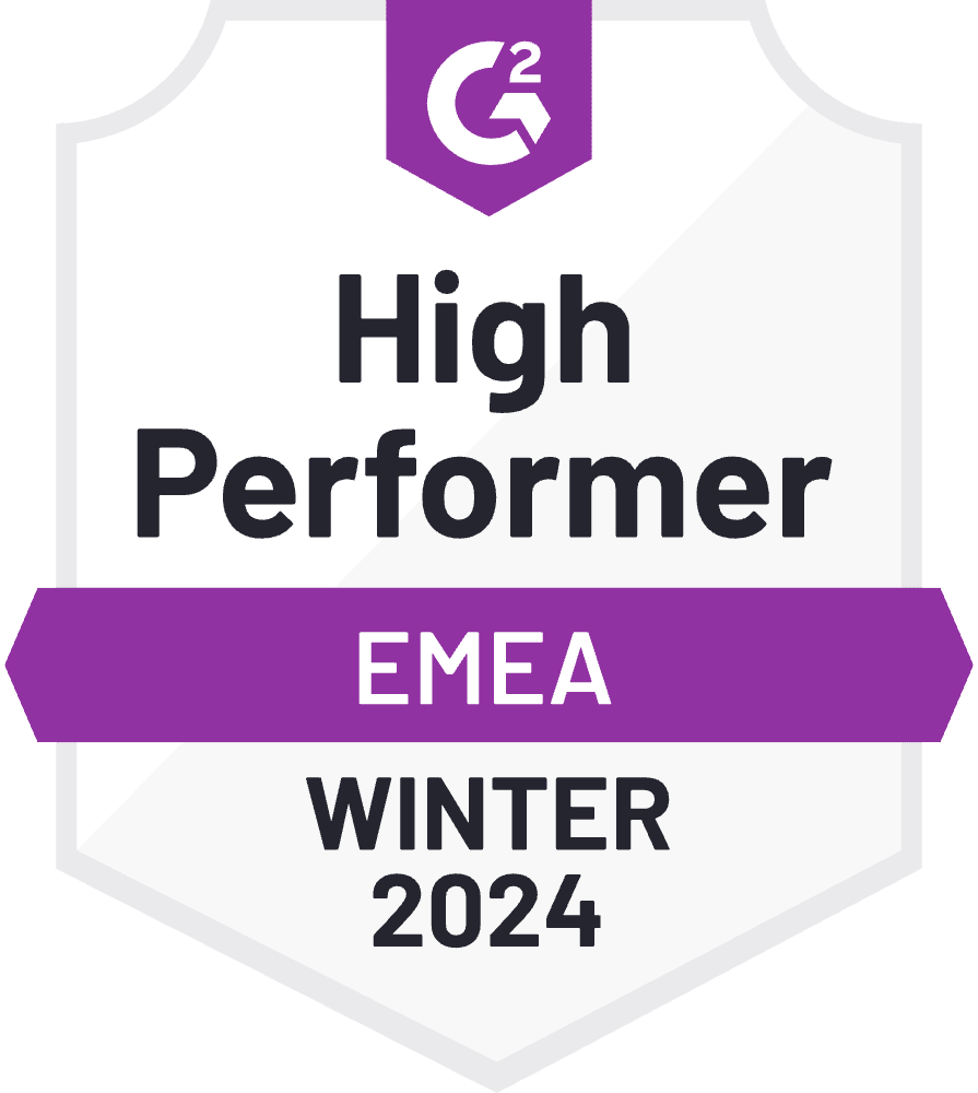 SplitMetrics Acquire is a High Performer, G2 ranking EMEA Winter 2024, official badge