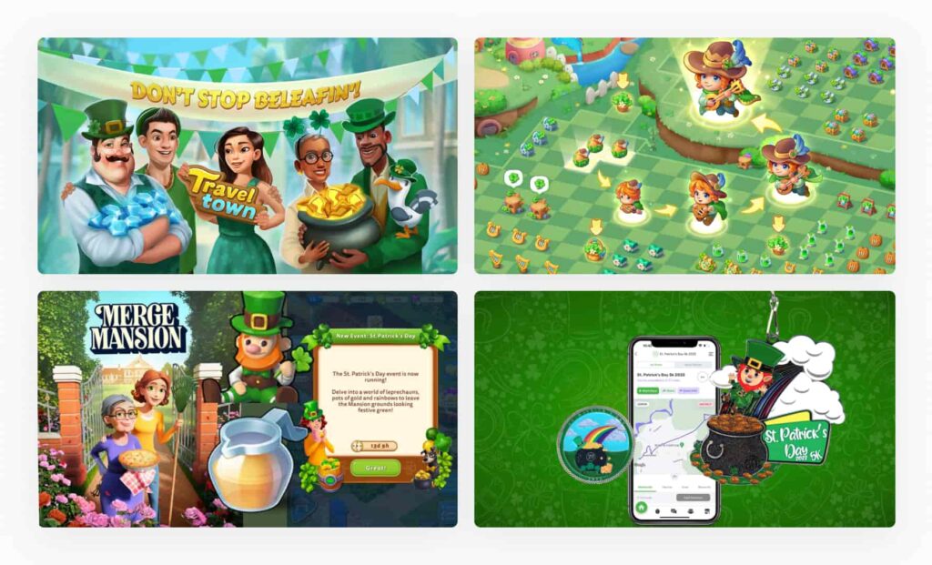 St. Patricks Day collage of promotional imagery from the App Store