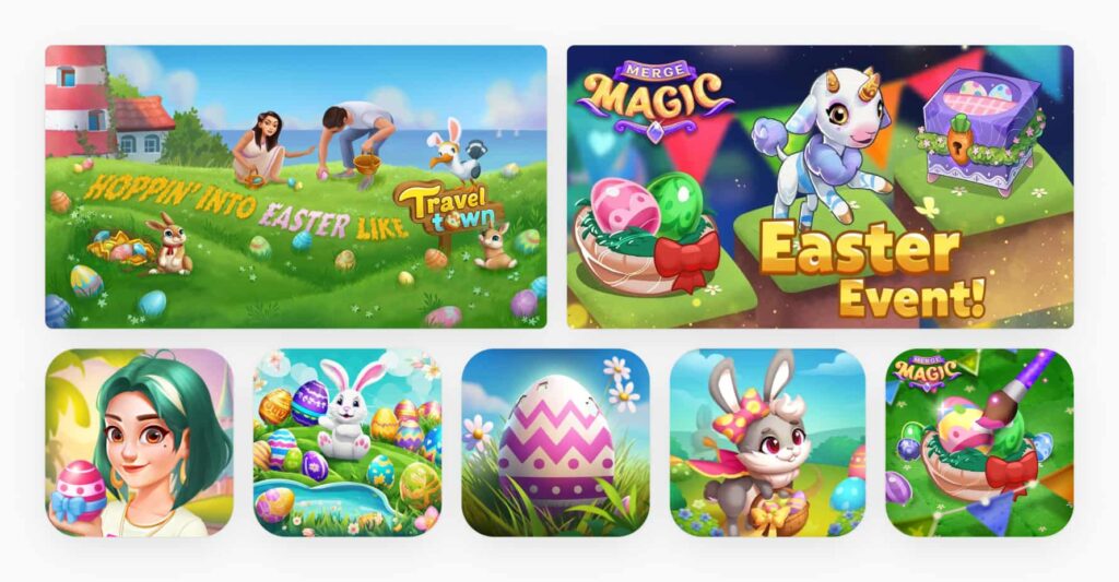 A variety of promotional banners for in-app events created for Easter Source: App Store.
