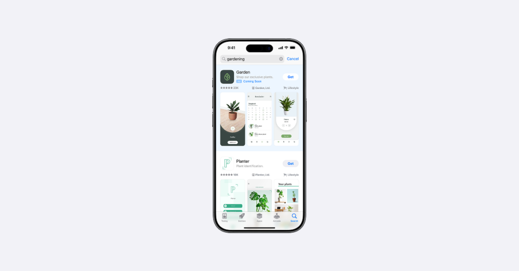 A sample search results ad in Apple Ads on the App Store