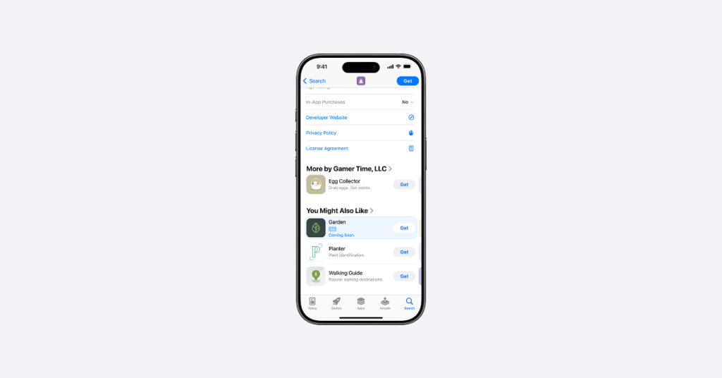 A sample product page ad in Apple Ads on the App Store