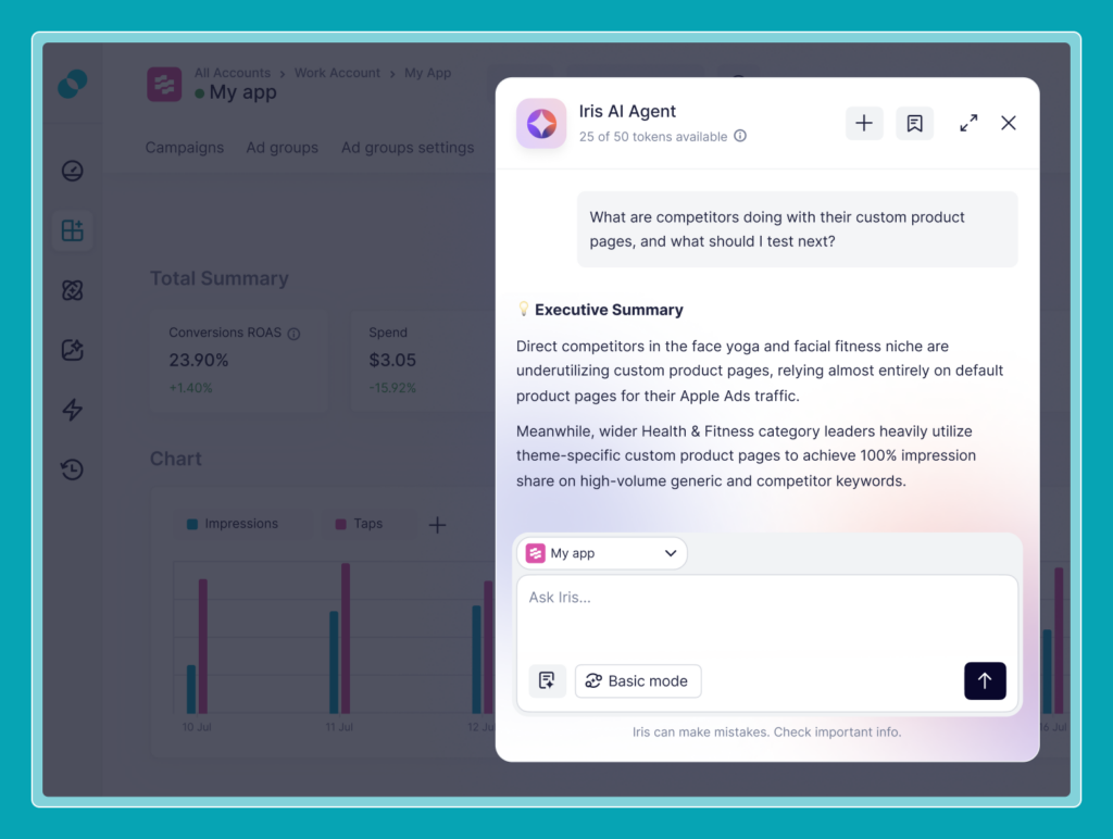 Iris, AI assistant, in SplitMetrics Acquire