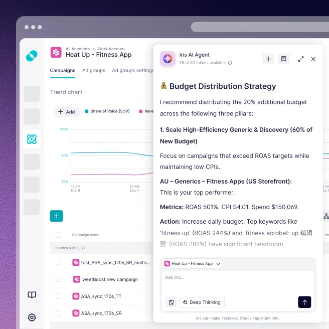Iris | The AI Agent for Winning on Apple Ads | SplitMetrics